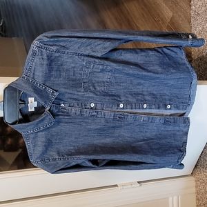Girls dark denim button down shirt